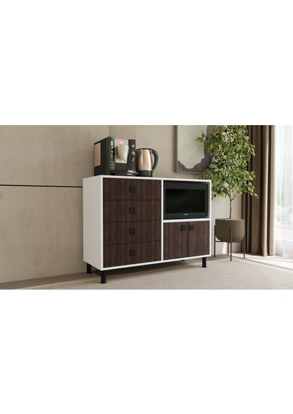 Carol Mutfak Dolabı – Ceviz & Antrasit Renk Seçenekli, 4 Çekmeceli + 2 Kapaklı Bölme, Modern Tasarım modelleri