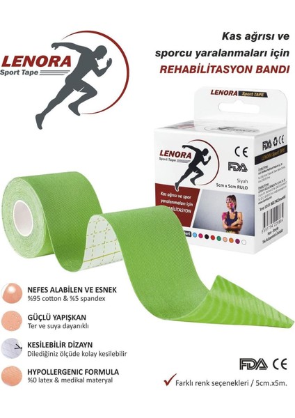 Yeşil 5 Metre x 5 cm Sporcu Bandı