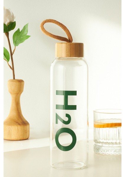 H2O Bambu Kapaklı Cam Matara