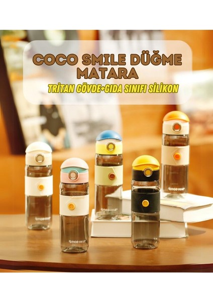 Cocosmile 580ML Silikon Gövde Düğme Desenli Rahat Içim Tritan Çocuk Matarası