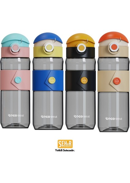 Cocosmile 580ML Silikon Gövde Düğme Desenli Rahat Içim Tritan Çocuk Matarası