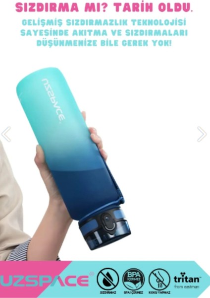 800ML -Yeni Ebat-Çift Renk Motivasyon Tritan Su Matarası Softtouch