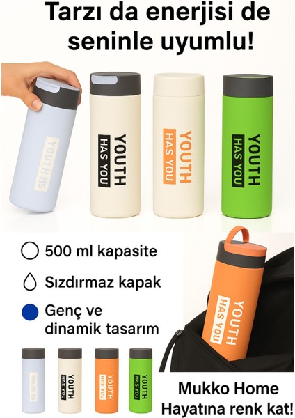 500 ml Su Şişesi | Sızdırmaz Kapaklı, Renkli Matara, Youth Has You Tasarım fırsatları