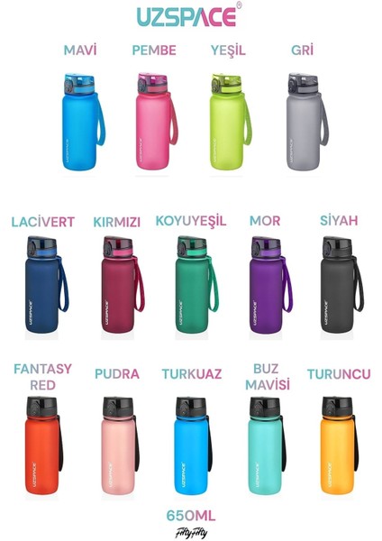 Fiftyfifty 650ML Yeni Koleksyion Tritan Su Matarası modelleri