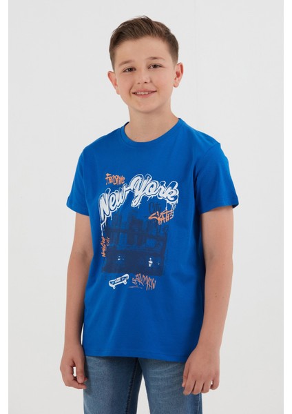 %100 Pamuk New York Baskılı Erkek Çocuk Tişört
