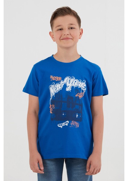%100 Pamuk New York Baskılı Erkek Çocuk Tişört fiyatları