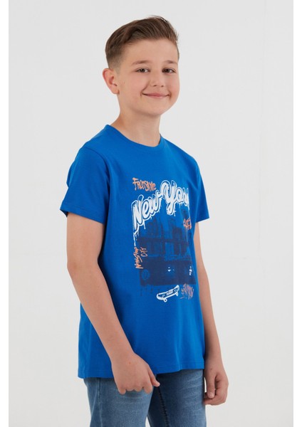 %100 Pamuk New York Baskılı Erkek Çocuk Tişört fırsatları