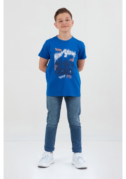 %100 Pamuk New York Baskılı Erkek Çocuk Tişört indirimleri