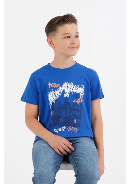 %100 Pamuk New York Baskılı Erkek Çocuk Tişört