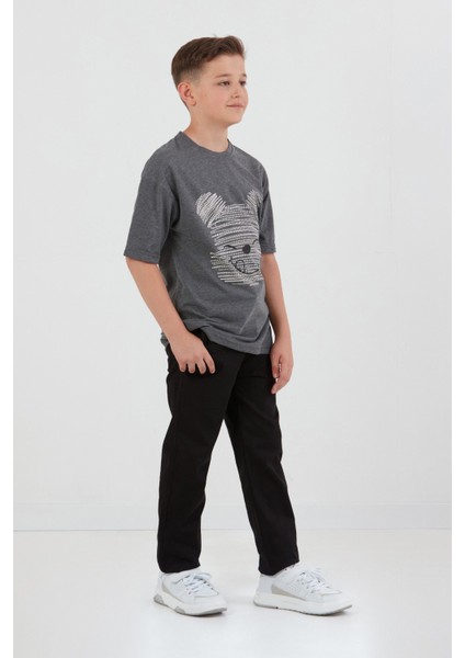 Ayıcık Baskılı Bisiklet Yaka Erkek Çocuk Tişört modelleri