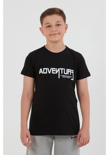 %100 Pamuk Adventure Yazı Baskılı Erkek Çocuk Tişört fiyatları