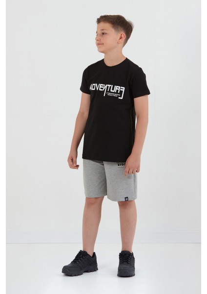 %100 Pamuk Adventure Yazı Baskılı Erkek Çocuk Tişört modelleri