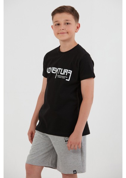 %100 Pamuk Adventure Yazı Baskılı Erkek Çocuk Tişört indirimleri