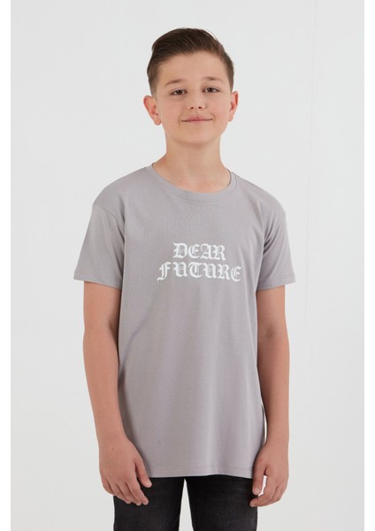 Dear Future Yazı Baskılı Erkek Çocuk Tişört modelleri