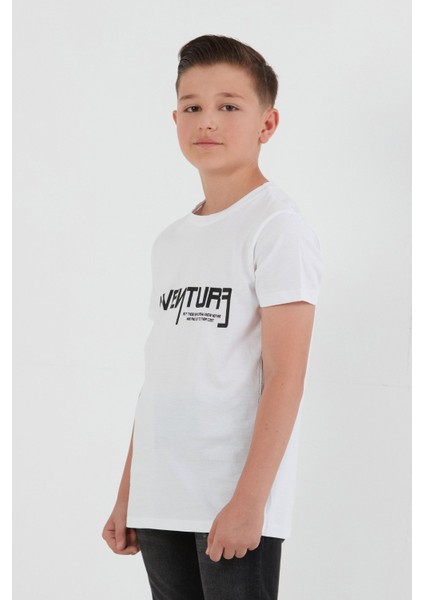 %100 Pamuk Adventure Yazı Baskılı Erkek Çocuk Tişört fiyatları