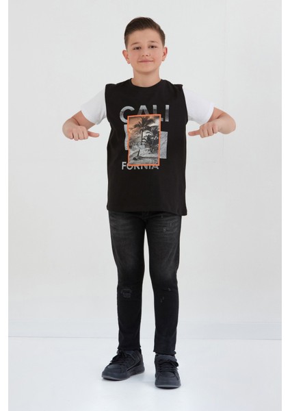 %100 Pamuk Palmiye Baskılı Erkek Çocuk Tişört modelleri