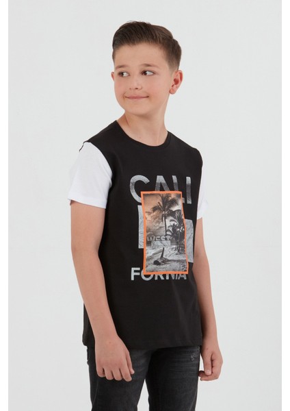 %100 Pamuk Palmiye Baskılı Erkek Çocuk Tişört indirimleri