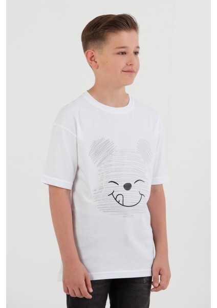 Ayıcık Baskılı Bisiklet Yaka Erkek Çocuk Tişört indirimleri