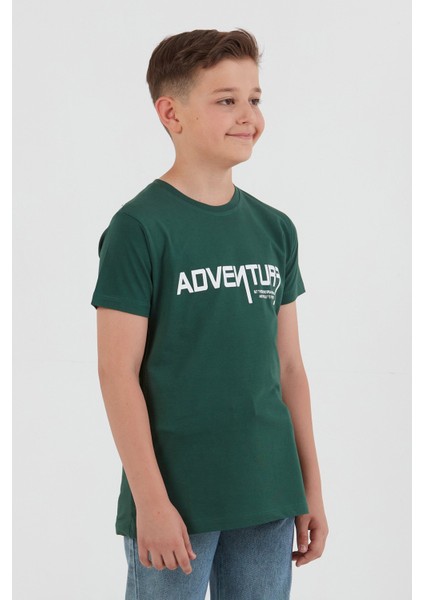 %100 Pamuk Adventure Yazı Baskılı Erkek Çocuk Tişört fiyatları