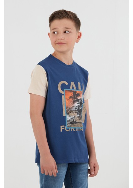 %100 Pamuk Palmiye Baskılı Erkek Çocuk Tişört fırsatları