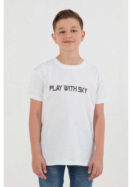 %100 Pamuk Play With Sky Baskılı Erkek Çocuk Tişört fiyatları
