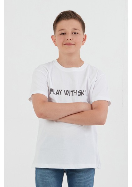 %100 Pamuk Play With Sky Baskılı Erkek Çocuk Tişört modelleri