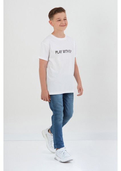 %100 Pamuk Play With Sky Baskılı Erkek Çocuk Tişört indirimleri