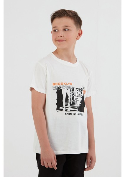 %100 Pamuk Brooklyn Baskılı Erkek Çocuk Tişört indirimleri