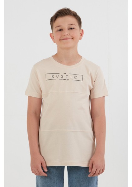 %100 Pamuk Rustic Yazı Baskılı Erkek Çocuk Tişört fiyatları