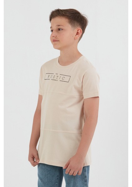 %100 Pamuk Rustic Yazı Baskılı Erkek Çocuk Tişört modelleri