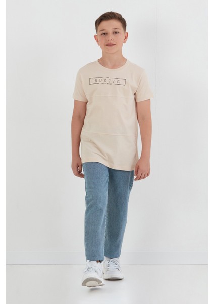 %100 Pamuk Rustic Yazı Baskılı Erkek Çocuk Tişört indirimleri