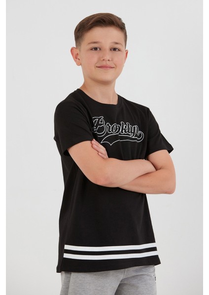 %100 Pamuk Brooklyn Baskılı Erkek Çocuk Tişört modelleri