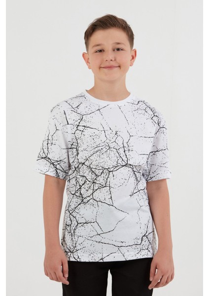 Şimşek Baskılı Bisiklet Yaka Erkek Çocuk Tişört