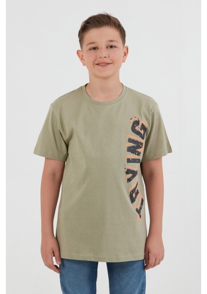 %100 Pamuk Trying Baskılı Erkek Çocuk Tişört