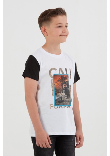 %100 Pamuk Palmiye Baskılı Erkek Çocuk Tişört fırsatları