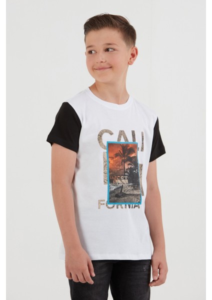 %100 Pamuk Palmiye Baskılı Erkek Çocuk Tişört indirimleri