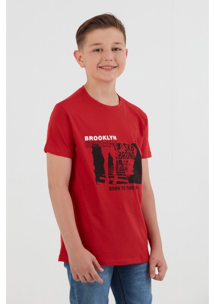 %100 Pamuk Brooklyn Baskılı Erkek Çocuk Tişört
