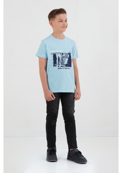 %100 Pamuk Brooklyn Baskılı Erkek Çocuk Tişört fırsatları
