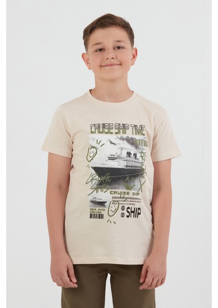 %100 Cruise Ship Time Baskılı Erkek Çocuk Tişört