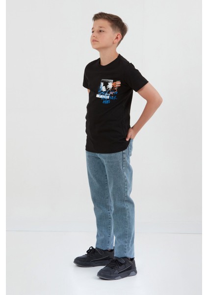 %100 Pamuk Yazı Baskılı Erkek Çocuk Tişört modelleri
