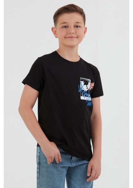 %100 Pamuk Yazı Baskılı Erkek Çocuk Tişört indirimleri