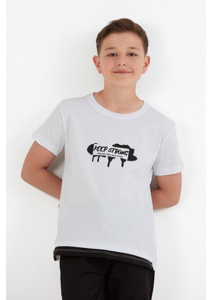 Keep Strong Baskılı Erkek Çocuk Tişört