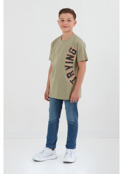 %100 Pamuk Trying Baskılı Erkek Çocuk Tişört modelleri