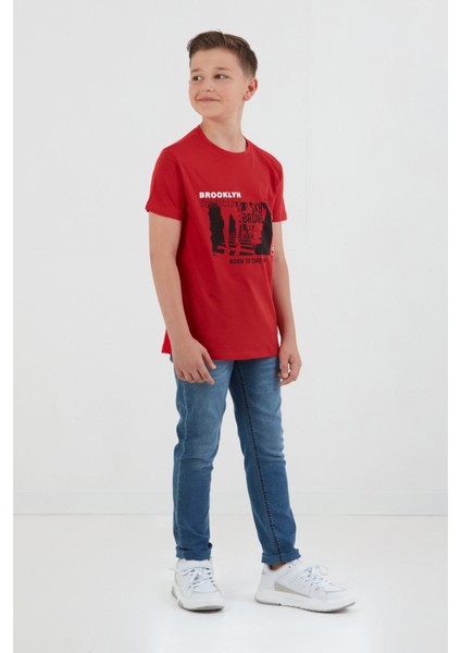 %100 Pamuk Brooklyn Baskılı Erkek Çocuk Tişört fırsatları
