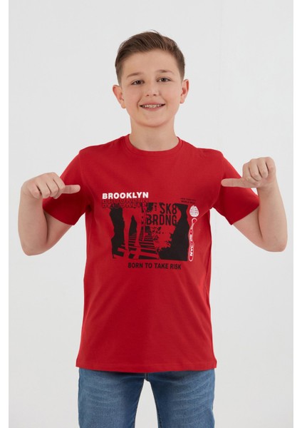 %100 Pamuk Brooklyn Baskılı Erkek Çocuk Tişört indirimleri