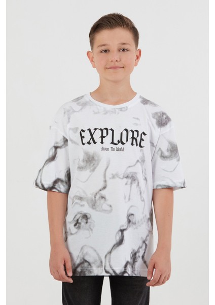 Explore Yazı Baskılı Erkek Çocuk Tişört