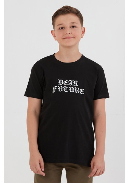 Dear Future Yazı Baskılı Erkek Çocuk Tişört