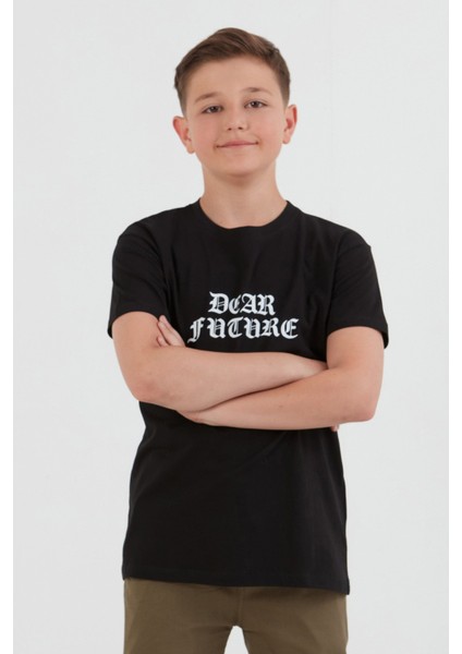 Dear Future Yazı Baskılı Erkek Çocuk Tişört indirimleri