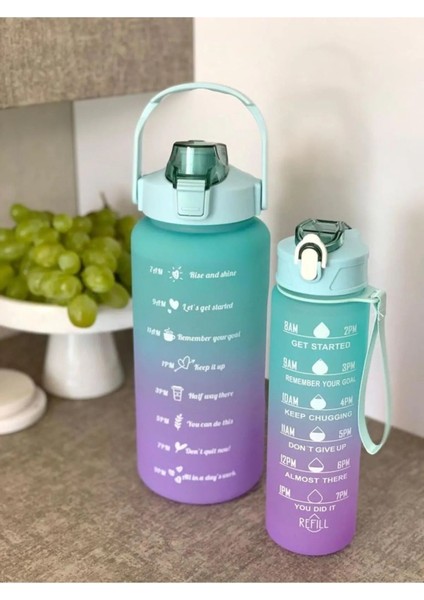 My Fluu Motivasyonel 2li Su Matarası Suluk 2 Lt ve 900 ml Yavrulu Motivasyonel Matara Sticker