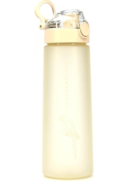 Su Matarası Tritan Geniş Ağız Su Şişesi Luxury Spor Matarası Suluğu Bpasız 730 ml Bej 0110
